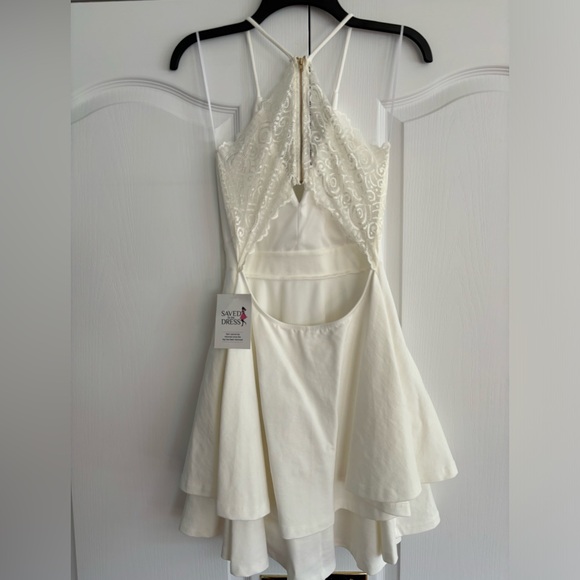 NWT Saved By The Dress White Tiered Short Dress with Lace Back (tags still on) - Picture 3 of 5